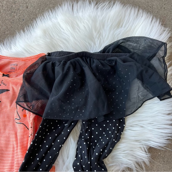 Carter’s Orange and White Striped and Black Tutu Pants Two Piece Halloween Set - Picture 4 of 6